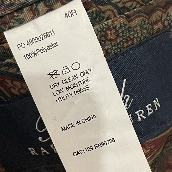 Ralph Ralph Lauren Corduroy Blazer Men 40R Black Sport Coat Jacket Paisley Lined - Picture 5 of 6